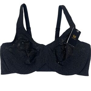Wacoal Black Halo Lace Full Figure Coverage Underwire‎ Bra Comfort Back 36D